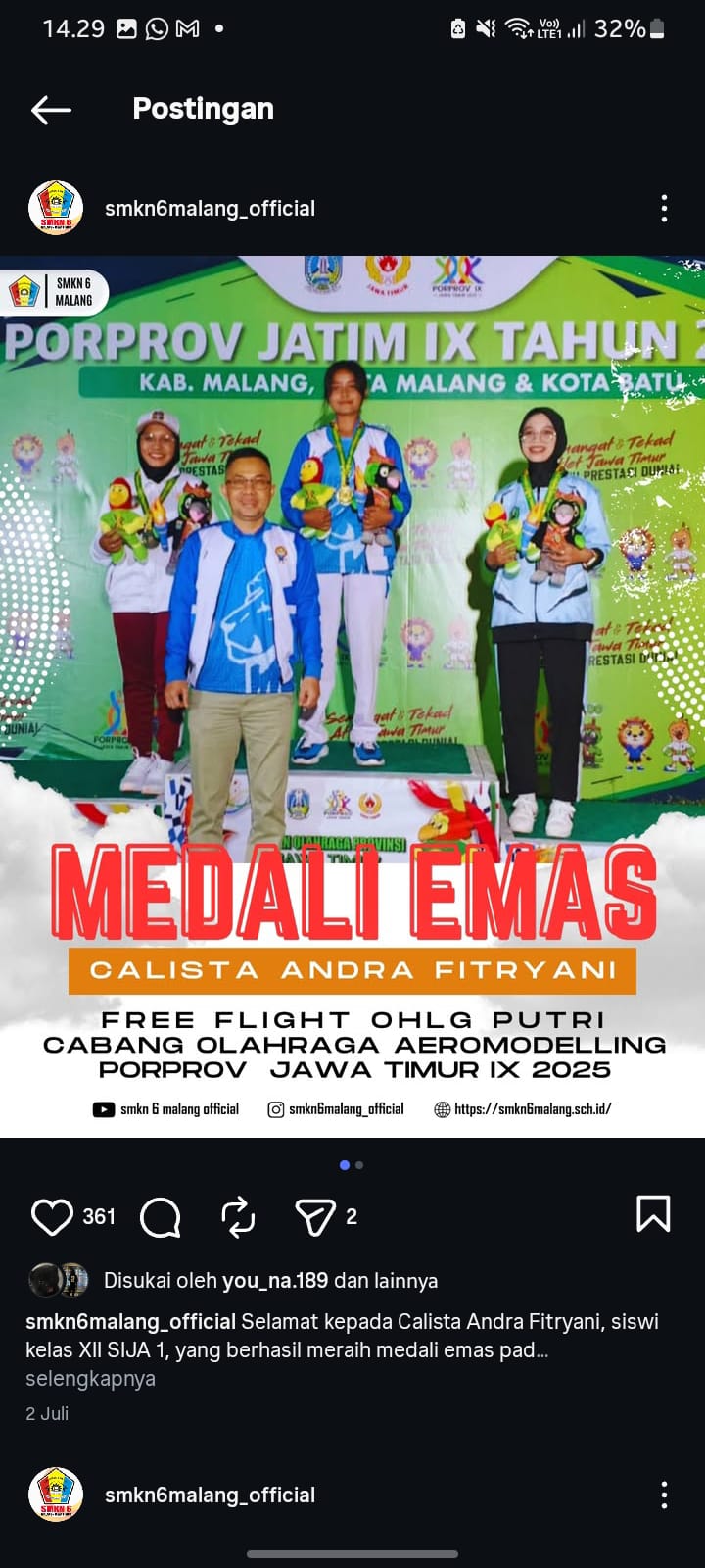 Callista - Medali Emas